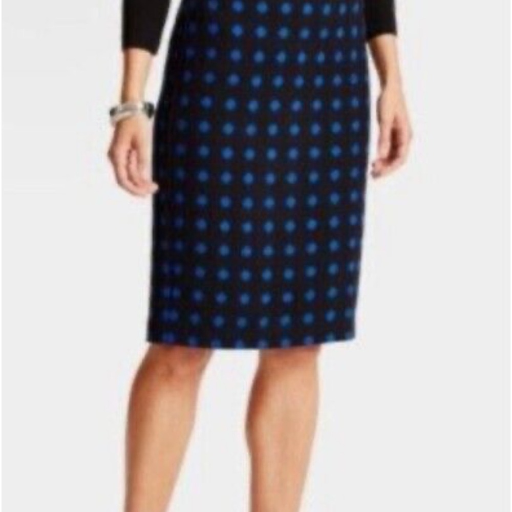 Talbots Women’s Blue Black Polka Dots Pencil Skirt. Size 12P
